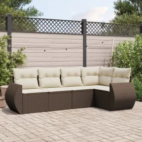 Set comedor de jardín 5 piezas y cojines ratán sintético marrón by , Garden sets - Ref: Foro24-3221332, Price: 375,77 €, Disc...
