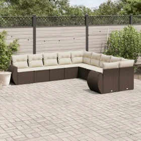 Set de sofás de jardín 10 pzas y cojines ratán sintético marrón by , Modular outdoor sofas - Ref: Foro24-3221912, Price: 681,...
