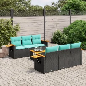 Set de sofás de jardín 7 pzas con cojines ratán sintético negro de , Conjuntos de jardín - Ref: Foro24-3226631, Precio: 553,8...