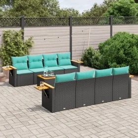 Set de sofás de jardín 9 pzas con cojines ratán sintético negro von , Gartensets - Ref: Foro24-3226659, Preis: 687,50 €, Raba...
