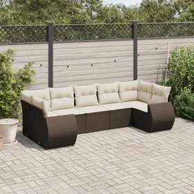 Juego de sofás de jardín 7 piezas con cojines ratán PE marrón by , Garden sets - Ref: Foro24-3254130, Price: 489,55 €, Discou...