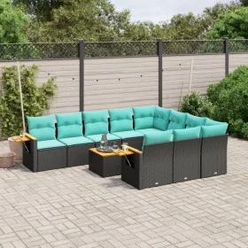 Set de sofás de jardín 11 pzas y cojines ratán sintético negro by , Garden sets - Ref: Foro24-3227184, Price: 815,67 €, Disco...