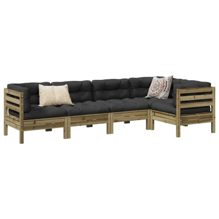 Set de sofás jardín 5 pzas con cojines madera pino impregnada von , Gartensets - Ref: Foro24-3299440, Preis: 489,83 €, Rabatt: %