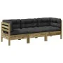 Set de sofás jardín 3 pzas con cojines madera pino impregnada by , Garden sets - Ref: Foro24-3299274, Price: 285,03 €, Discou...