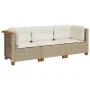 Sofá de jardín de 3 plazas con cojines ratán sintético beige by , Outdoor sofas - Ref: Foro24-365919, Price: 244,55 €, Discou...