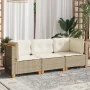 Sofá de jardín de 3 plazas con cojines ratán sintético beige by , Outdoor sofas - Ref: Foro24-365919, Price: 244,55 €, Discou...