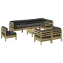 Set de sofás jardín 9 pzas con cojines madera pino impregnada by , Garden sets - Ref: Foro24-3299518, Price: 834,85 €, Discou...
