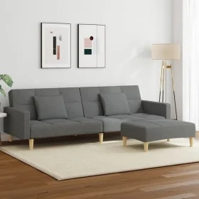 Sofá cama de 2 plazas con taburete tela gris oscuro by , Sofas - Ref: Foro24-3258107, Price: 335,19 €, Discount: %