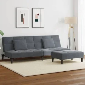 Sofá cama de 2 plazas con taburete terciopelo gris oscuro by , Sofas - Ref: Foro24-3258111, Price: 305,20 €, Discount: %