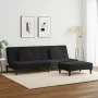 Sofá cama de 2 plazas con taburete terciopelo negro by , Sofas - Ref: Foro24-3258113, Price: 301,46 €, Discount: %