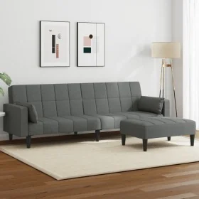 Sofá cama de 2 plazas con taburete tela gris oscuro by , Sofas - Ref: Foro24-3258124, Price: 333,40 €, Discount: %
