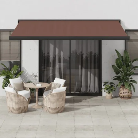 Toldo retráctil automático marrón 400x300 cm by , Awnings - Ref: Foro24-3215735, Price: 747,67 €, Discount: %