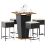 Mesa y taburetes altos jardín 5 pzas y cojines ratán PE negro von , Gartensets - Ref: Foro24-3261481, Preis: 413,38 €, Rabatt: %