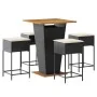 Mesa y taburetes altos jardín 5 pzas y cojines ratán PE negro von , Gartensets - Ref: Foro24-3261481, Preis: 413,38 €, Rabatt: %