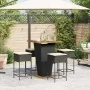 Mesa y taburetes altos jardín 5 pzas y cojines ratán PE negro von , Gartensets - Ref: Foro24-3261481, Preis: 413,38 €, Rabatt: %