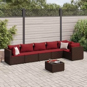 Set muebles de jardín 7 piezas y cojines ratán sintético marrón by , Garden sets - Ref: Foro24-3308117, Price: 514,75 €, Disc...