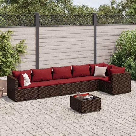 Set muebles de jardín 7 piezas y cojines ratán sintético marrón by , Garden sets - Ref: Foro24-3308117, Price: 514,61 €, Disc...