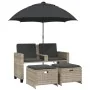 Sofá jardín 2 plazas sombrilla y taburetes ratán PE gris claro by , Outdoor sofas - Ref: Foro24-365888, Price: 245,78 €, Disc...