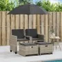 Sofá jardín 2 plazas sombrilla y taburetes ratán PE gris claro by , Outdoor sofas - Ref: Foro24-365888, Price: 245,78 €, Disc...