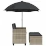 Sofá jardín 2 plazas sombrilla y taburetes ratán PE gris claro by , Outdoor sofas - Ref: Foro24-365888, Price: 245,78 €, Disc...