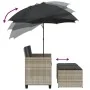 Sofá jardín 2 plazas sombrilla y taburetes ratán PE gris claro by , Outdoor sofas - Ref: Foro24-365888, Price: 245,78 €, Disc...