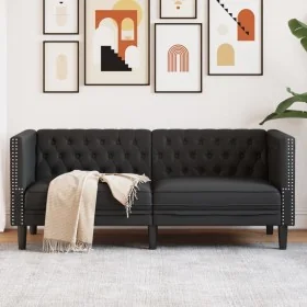Sofá Chesterfield de 2 plazas cuero artificial negro by , Sofas - Ref: Foro24-372659, Price: 238,42 €, Discount: %