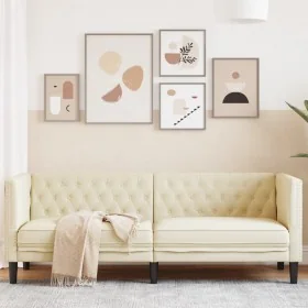 Sofá Chesterfield de 3 plazas cuero artificial blanco crema by , Sofas - Ref: Foro24-372667, Price: 272,19 €, Discount: %