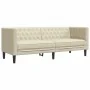 Sofá Chesterfield de 3 plazas cuero artificial blanco crema de , Sofás - Ref: Foro24-372667, Precio: 273,64 €, Descuento: %
