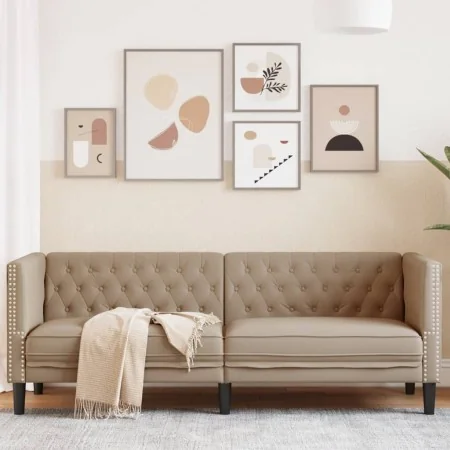 Sofá Chesterfield de 3 plazas cuero artificial marrón capuchino by , Sofas - Ref: Foro24-372671, Price: 267,71 €, Discount: %