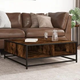 Mesa de centro madera ingeniería metal roble ahumado 80x80x30cm by , Coffee table - Ref: Foro24-848771, Price: 62,10 €, Disco...