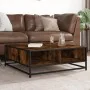 Mesa de centro madera ingeniería metal roble ahumado 80x80x30cm de , Mesas de centro - Ref: Foro24-848771, Precio: 62,10 €, D...
