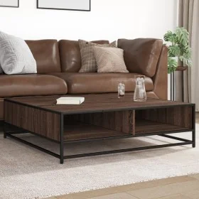 Mesa de centro madera ingeniería y metal marrón 100x100x30 cm by , Coffee table - Ref: Foro24-848778, Price: 82,43 €, Discoun...