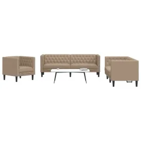 Juego de sofás Chesterfield 3 piezas cuero sintético capuchino von , Sofas - Ref: Foro24-3209272, Preis: 699,07 €, Rabatt: %