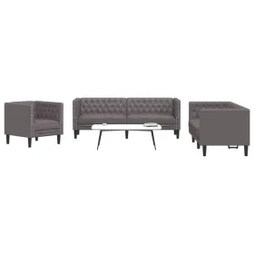 Juego de sofás Chesterfield 3 piezas cuero sintético gris by , Sofas - Ref: Foro24-3209270, Price: 713,40 €, Discount: %