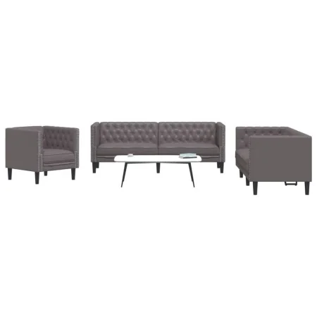 Juego de sofás Chesterfield 3 piezas cuero sintético gris by , Sofas - Ref: Foro24-3209270, Price: 713,40 €, Discount: %