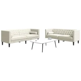 Set de sofás Chesterfield con cojines 2 piezas terciopelo crema von , Sofas - Ref: Foro24-3209298, Preis: 629,56 €, Rabatt: %