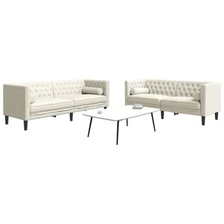 Set de sofás Chesterfield con cojines 2 piezas terciopelo crema by , Sofas - Ref: Foro24-3209298, Price: 629,56 €, Discount: %