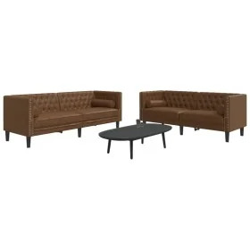 Set de sofás Chesterfield y cojines 2 pzs ante sintético marrón by , Sofas - Ref: Foro24-3209300, Price: 692,41 €, Discount: %