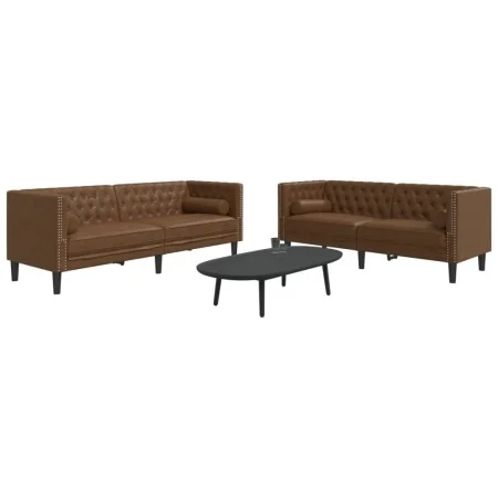Set de sofás Chesterfield y cojines 2 pzs ante sintético marrón by , Sofas - Ref: Foro24-3209300, Price: 692,41 €, Discount: %