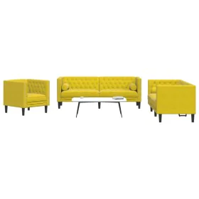 Set de sofás Chesterfield y cojines 3 pzas terciopelo amarillo by , Sofas - Ref: Foro24-3209287, Price: 775,25 €, Discount: %