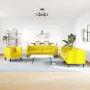 Set de sofás Chesterfield y cojines 3 pzas terciopelo amarillo von , Sofas - Ref: Foro24-3209287, Preis: 775,25 €, Rabatt: %