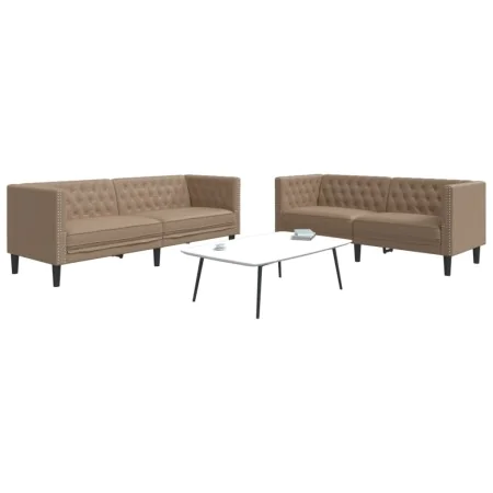 Juego de sofás Chesterfield 2 piezas cuero sintético capuchino by , Sofas - Ref: Foro24-3209279, Price: 564,71 €, Discount: %