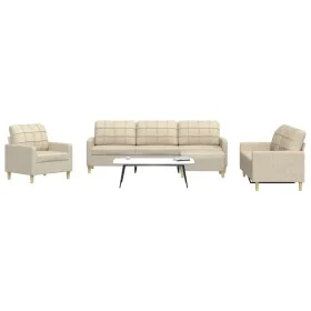Juego de sofás con reposapiés 4 piezas tela crema by , Sofas - Ref: Foro24-3278297, Price: 675,58 €, Discount: %