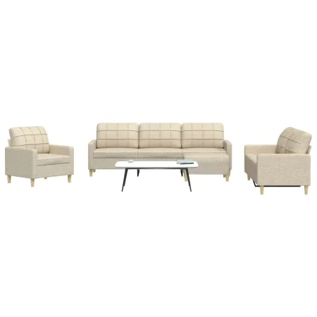Juego de sofás con reposapiés 4 piezas tela crema by , Sofas - Ref: Foro24-3278297, Price: 675,58 €, Discount: %