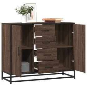 Aparador de madera de ingeniería marrón roble 92x35x76 cm by , Sideboards - Ref: Foro24-3300829, Price: 112,68 €, Discount: %