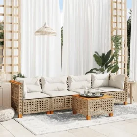 Juego de sofás jardín con cojines 5 pzas ratán sintético beige by , Garden sets - Ref: Foro24-3261730, Price: 410,41 €, Disco...