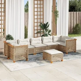 Set de sofás de jardín y cojines 8 piezas ratán sintético beige by , Garden sets - Ref: Foro24-3261766, Price: 683,89 €, Disc...