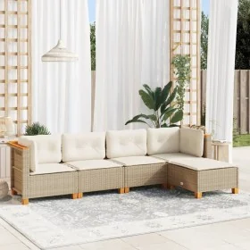 Juego de sofás jardín con cojines 5 pzas ratán sintético beige by , Garden sets - Ref: Foro24-3261787, Price: 373,48 €, Disco...