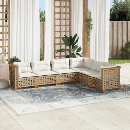 Juego de sofás jardín con cojines 6 pzas ratán sintético beige von , Gartensets - Ref: Foro24-3261862, Preis: 523,11 €, Rabat...