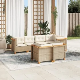 Set sofás de jardín 7 piezas y cojines ratán sintético beige by , Garden sets - Ref: Foro24-3261883, Price: 573,10 €, Discoun...
